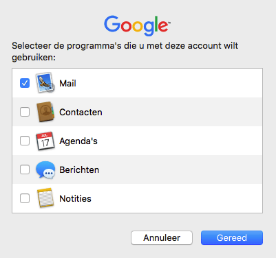 apple gmail account koppel stap 4