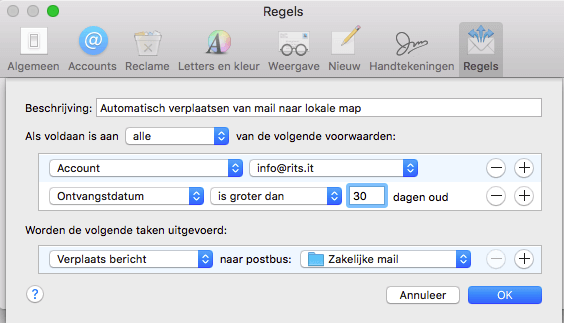 Applemail regeltoevoegen stap 3