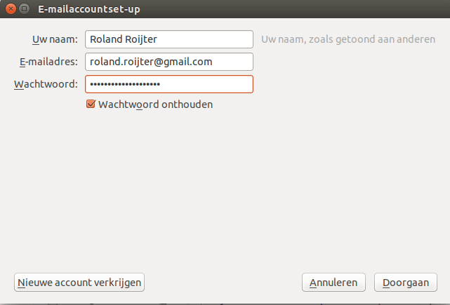 Thunderbird gmail account toevoegen stap 2